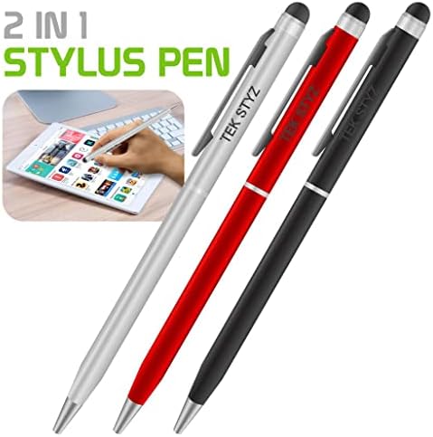 Pro Stylus Pen עבור Yotaphone 2 עם דיו, דיוק גבוה, צורה רגישה במיוחד וקומפקטית למסכי מגע [3 חבילה-שחורה-אדומה-סילבר]